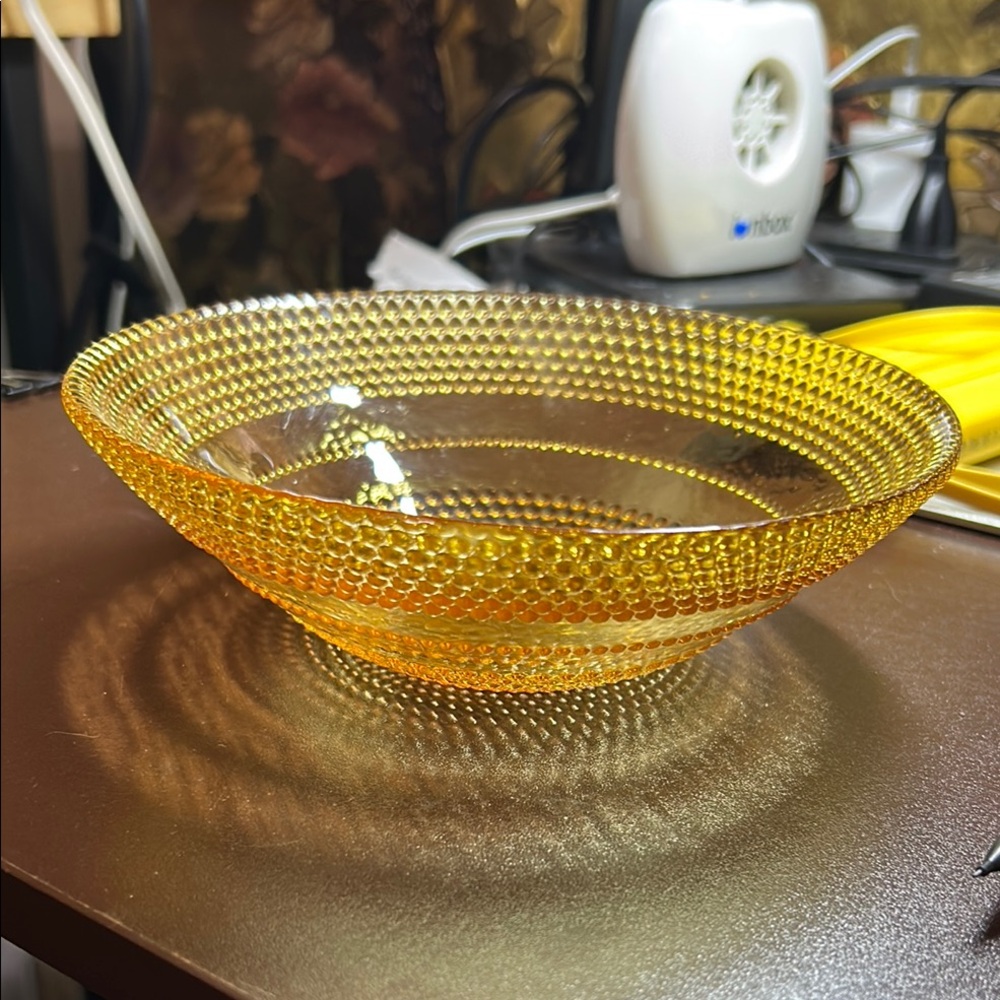 Textured Yellow Glass Bowl